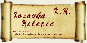 Kosovka Miletić vizit kartica